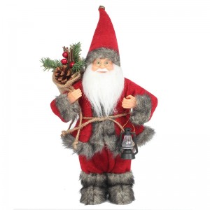 14 pouces debout de la décoration de décoration d\'ornement de santa claus rouge avec une lampe à huile et un cône de pin en sac Noël festival de vacances