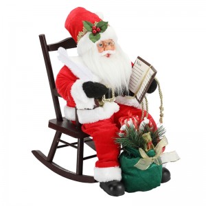 45cm Santa Claus assis sur la chaise écrit et lecture livre décoration figurine collection tissu festival de vacances