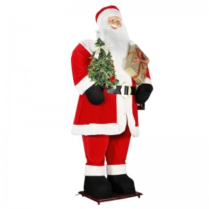 3.8m Big Noël Santa Claus avec arbre et sac cadeau LED Lumière Rise et Down Show Exposition Décoration Festival de vacances Luxe