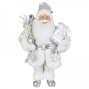 Décoration de Noëlnoble 45cm Père Noël Père Noël en Argent Noël Arbre Ornements Fournitures Traditionnelle Figurine de vacances